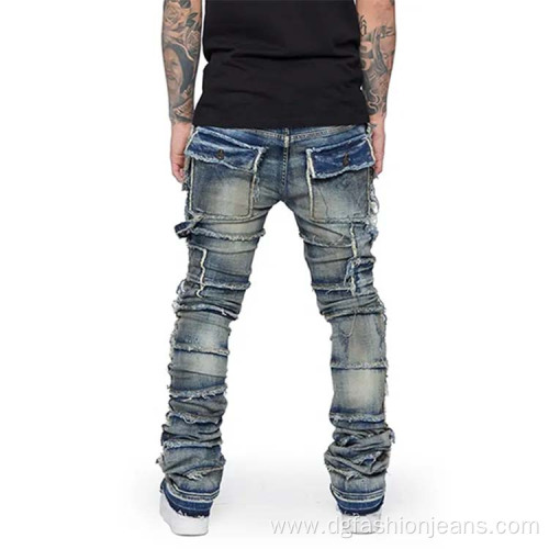 Multi-pocket Washed Men Pantalones Jeans